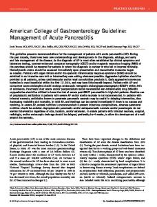 Management of Acute Pancreatitis