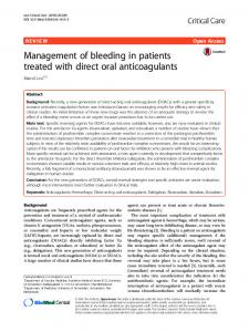 Management of bleeding in patients treated with ... - Semantic Scholar