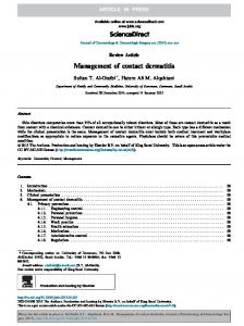 Management of contact dermatitis