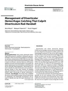 Management of Diverticular Hemorrhage - Karger Publishers