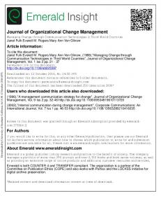 Managing Change through Communication Technologies in Third ...