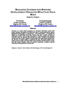 Managing Information Systems Development Projects