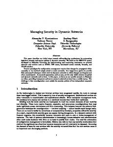 Managing Security in Dynamic Networks