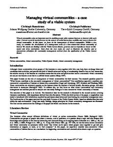 Managing virtual communities - a case study of a ... - Semantic Scholar