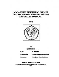 manajemen pendidikan inklusi di sekolah dasar negeri klego 1 ...