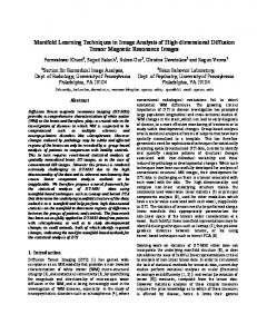 Manifold Learning Techniques in Image Analysis of High-dimensional ...