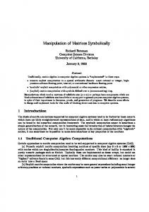 Manipulation of Matrices Symbolically - Semantic Scholar