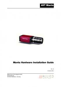 Manta Hardware Installation Guide AVT Manta