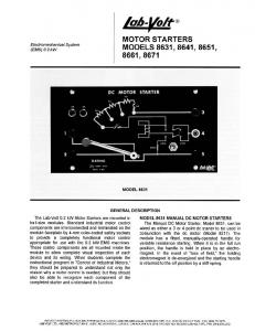 Manual DC Motor Starters, Model 8631 - Lab-Volt