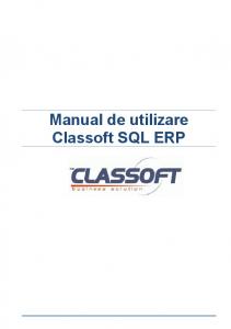 Manual de utilizare Classoft SQL ERP