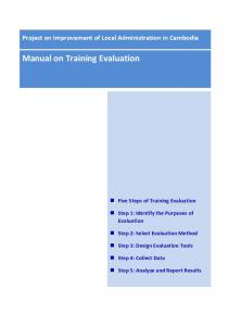 Manual on Training Evaluation