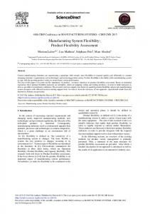 Manufacturing System Flexibility: Product Flexibility Assessment - Core