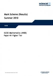 Mark Scheme (Results) Summer 2010