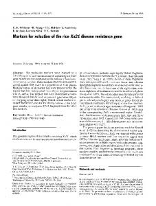 Markers for selection of the rice Xa21 ...