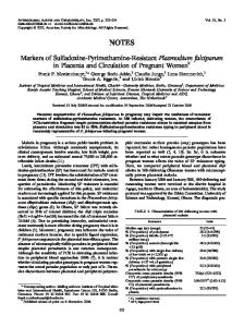 Markers of Sulfadoxine-Pyrimethamine-Resistant Plasmodium ...