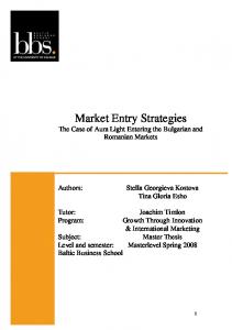 Market Entry Strategies - DiVA Portal