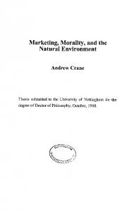 Marketing, Morality, and the Natural Environment - Core