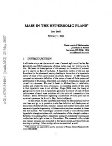 MASS IN THE HYPERBOLIC PLANE