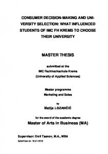 MASTER THESIS Master of Arts in Business (MA)