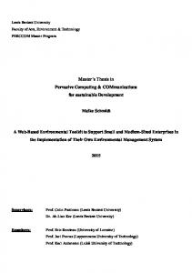 Master's Thesis in Pervasive Computing