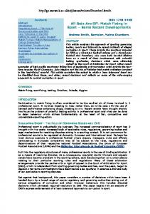 Match Fixing in Sport - Matrix Chambers