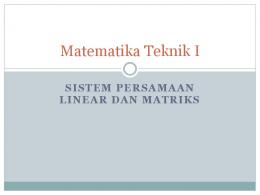 Matematika Teknik I