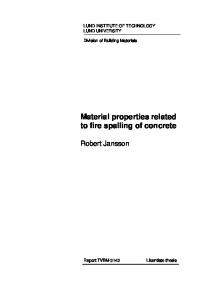 Material properties related to fire spalling of concrete - Lund University ...