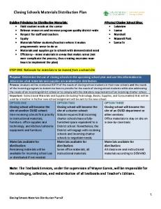 Materials distribution plan - Quality, Accountability & Analytics