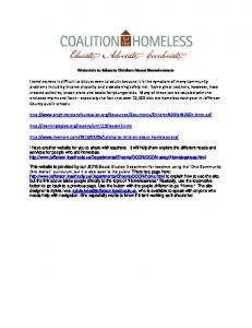 Materials to Educate Children About Homelessness Homelessness ...