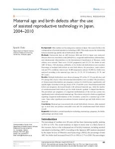 Maternal age and birth defects after the use of assisted reproductive ...