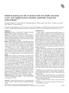 Maternal anemia and risk of adverse birth and health ...