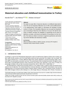 Maternal education and childhood immunization ... - Wiley Online Library