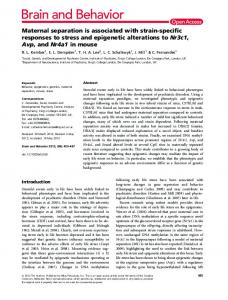 Maternal separation is associated with strainspecific ... - CiteSeerX