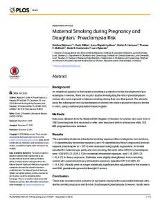 Maternal Smoking during Pregnancy and ... - Semantic Scholar