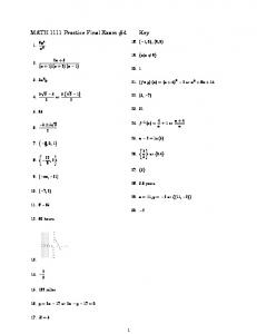 MATH 1111 Practice Final Exam #4 Key