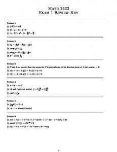 Math 2433 - Exam 1 Review KEY