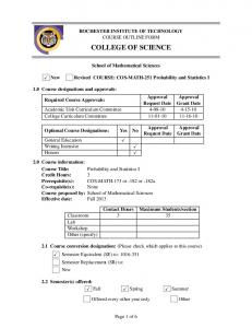 MATH-251 Probability and Statistics I