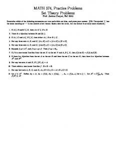 MATH 574, Practice Problems Set Theory Problems
