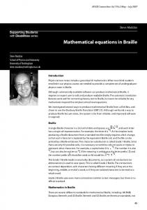 Mathematical equations in Braille