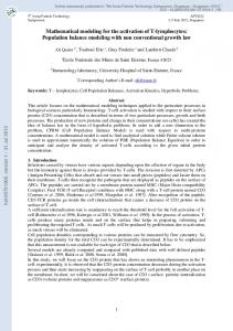 Mathematical modeling for the activation of T-lymphocytes: Population ...