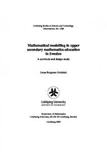Mathematical modelling in upper secondary mathematics education ...