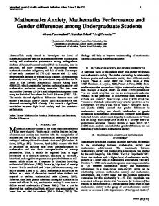 Mathematics Anxiety, Mathematics Performance and Gender ...