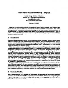 Mathematics Education Markup Language - CiteSeerX