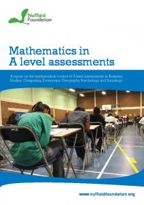 Mathematics in A level assessments - Nuffield Foundation