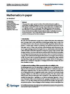 Mathematics in paper | SpringerLink