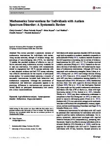 Mathematics Interventions for Individuals with Autism Spectrum Disorder
