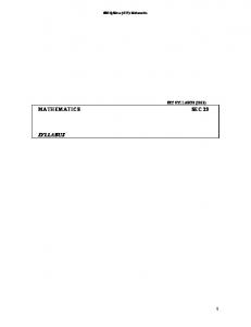 MATHEMATICS SEC 23 SYLLABUS