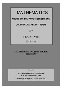 Maths PSA Quantitative Aptitude for Class VIII 2014-15