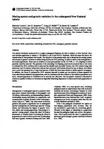 Mating system and genetic variation in the ... - University of Otago