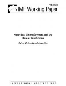 Mauritius: Unemployment and the Role of Institutions - CiteSeerX